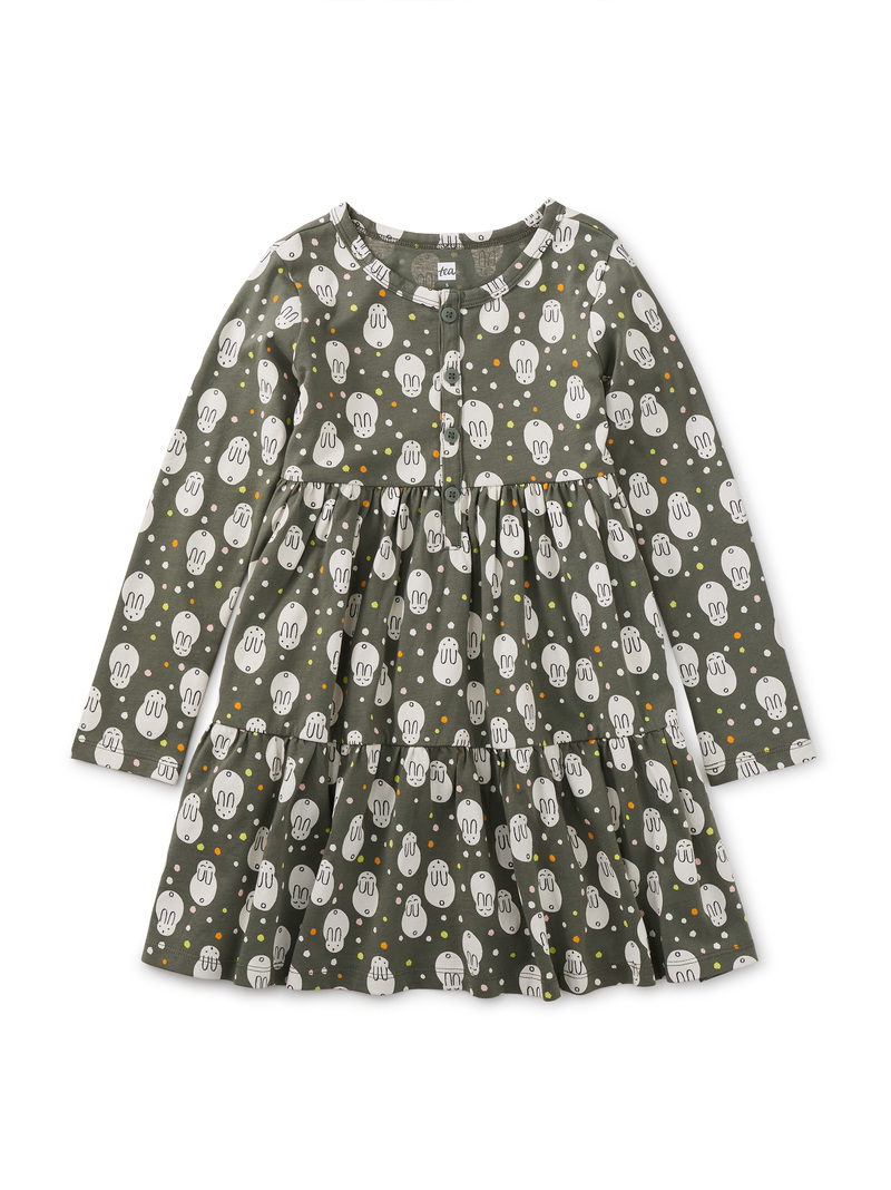 Long Sleeve Tiered Henley Dres