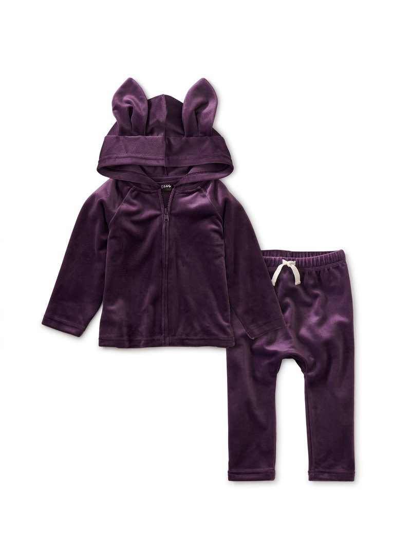 Very Velour Bunny Ears Baby Hoodie Set