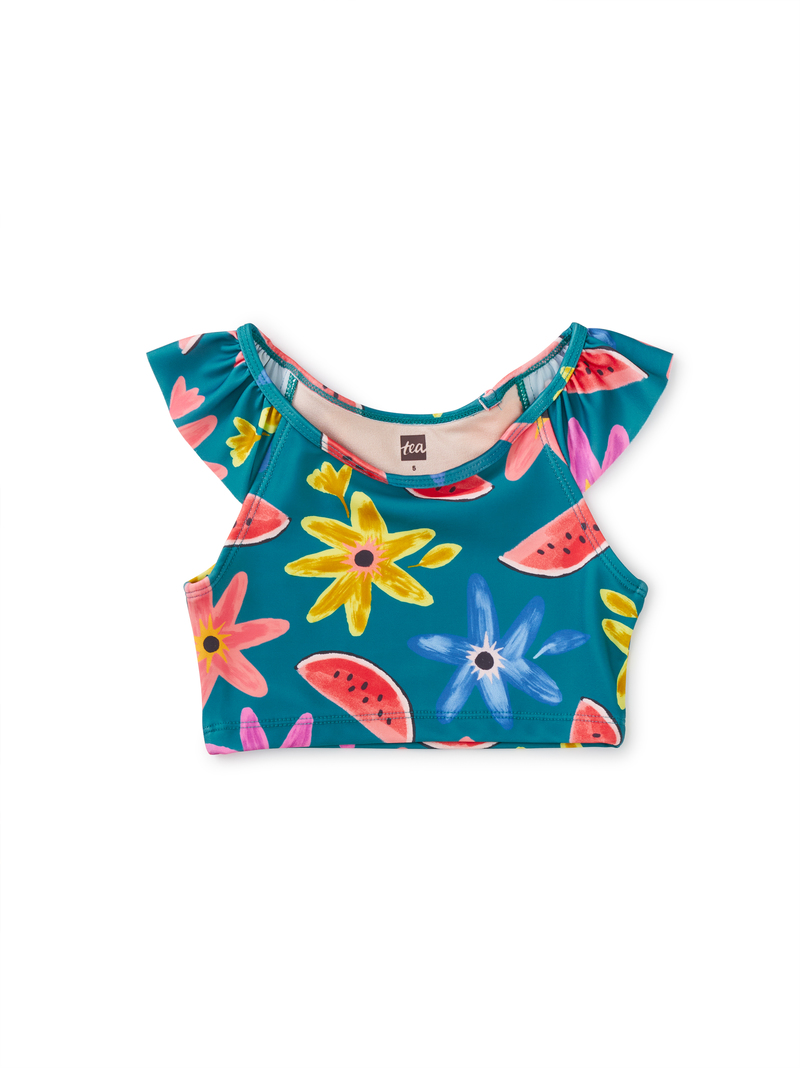 Ruffle Sleeve Tankini Swim Top