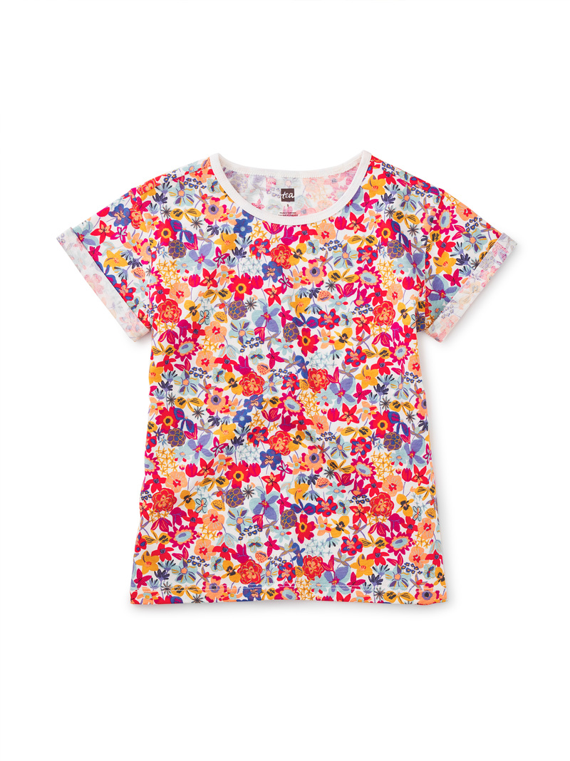 Printed Rolled Sleeve Top