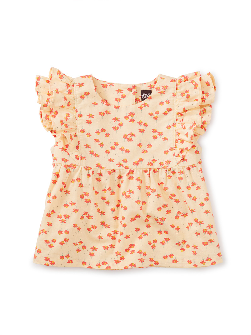 Short Sleeve Woven Ruffle Top