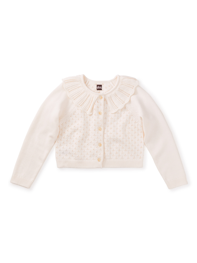 Collared Pointelle Cardigan