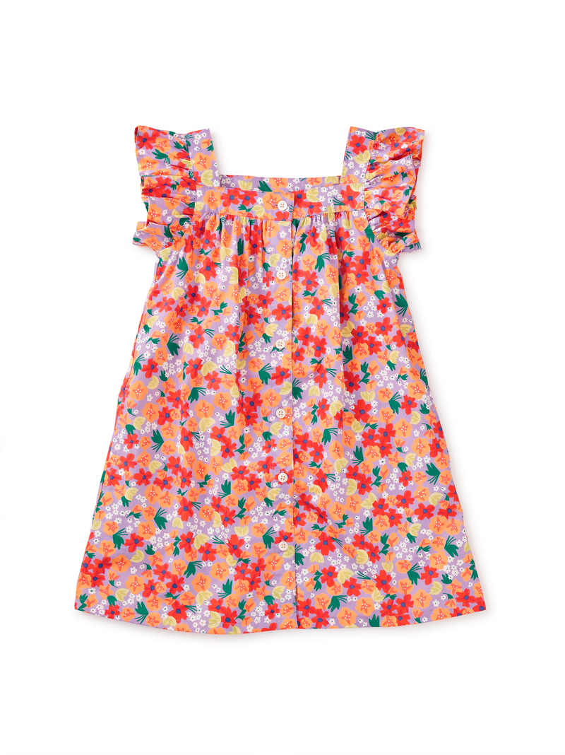 Boat Neck Buttoned Woven Dress