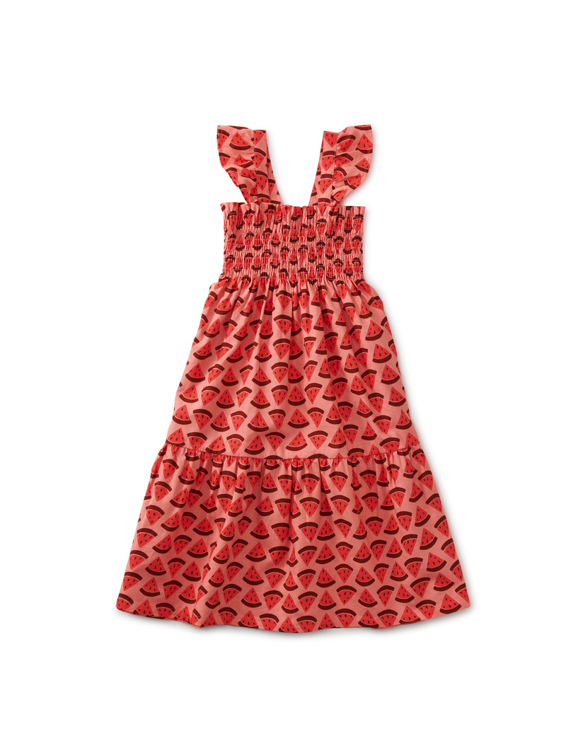 Smocked Flutter Sleeve Midi Dress
