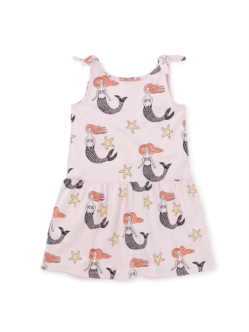 Tie Shoulder Drop Hem Dress