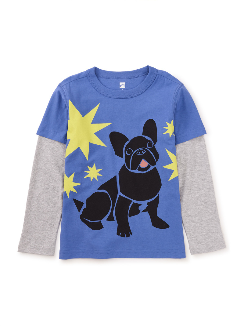 Frenchie Layered Sleeve Graphic Tee