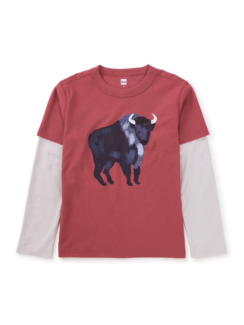 Bison Layered Sleeve Graphic Tee