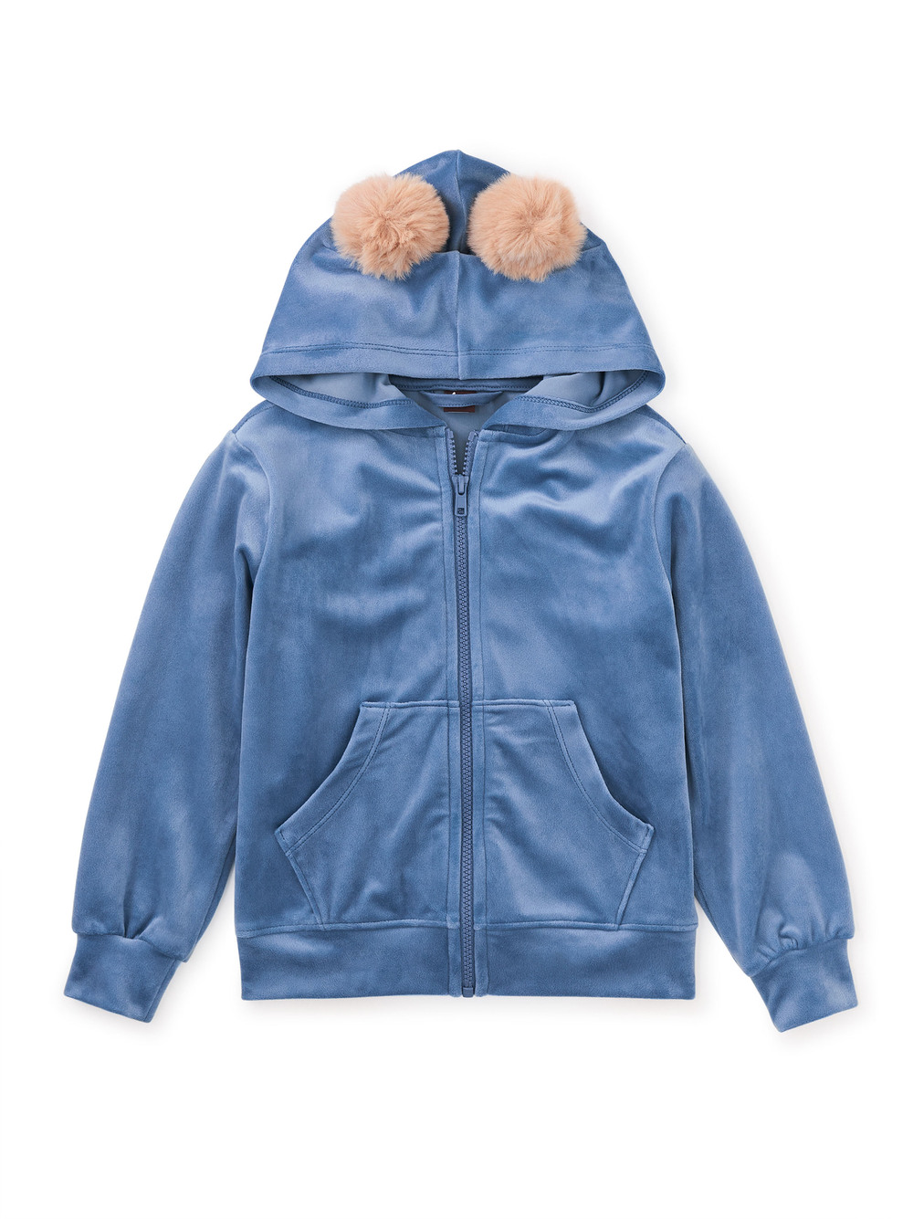 Pom Pom Ear Velour Hoodie