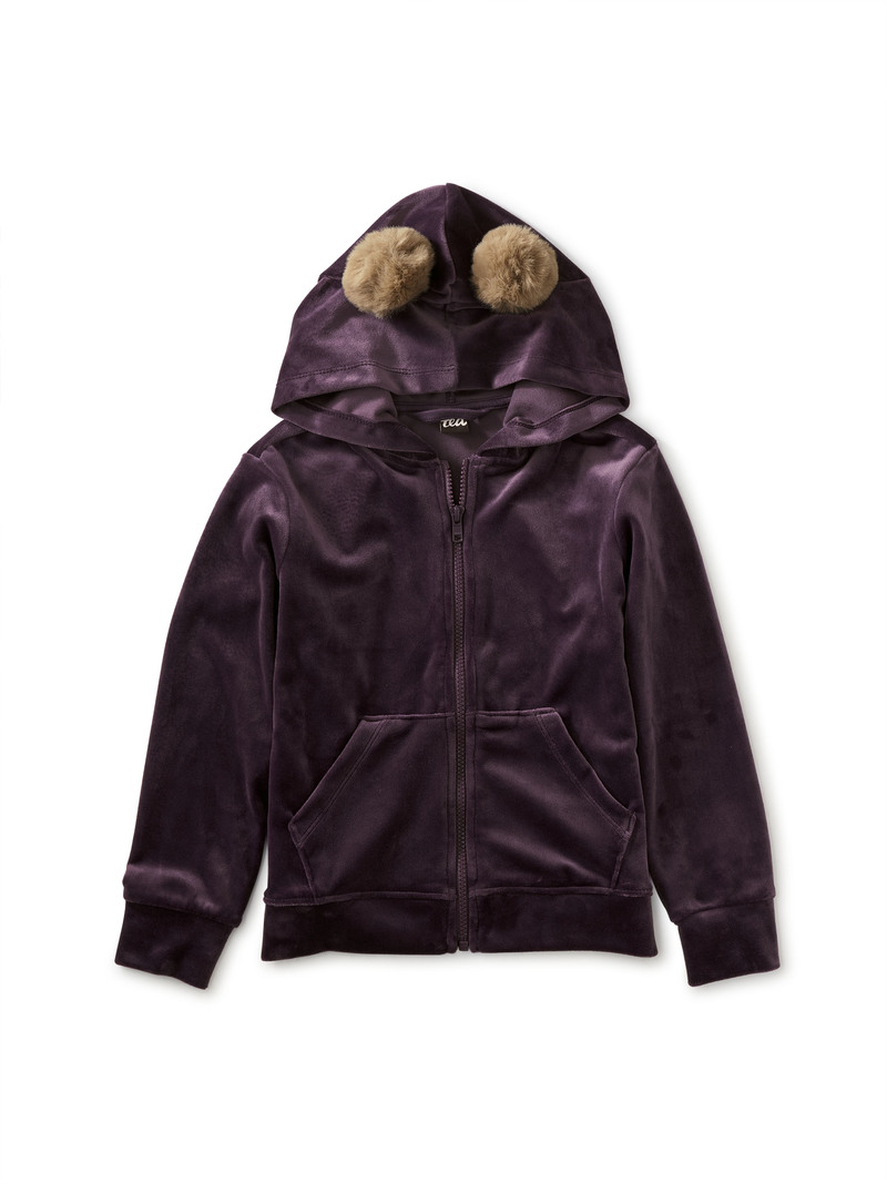 Pom Ear Velour Hoodie