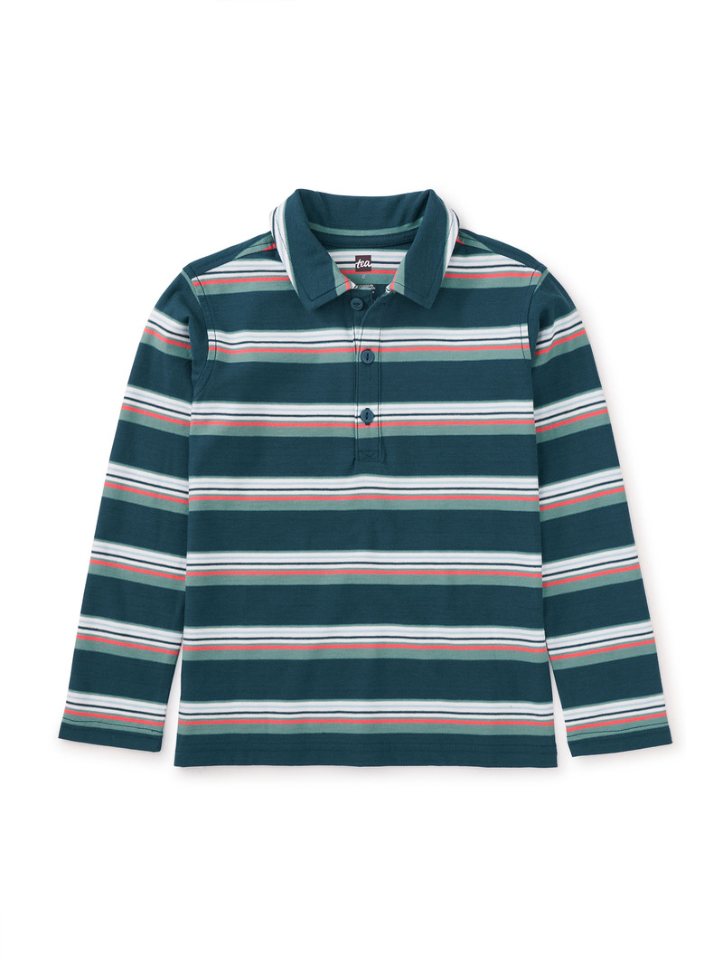 Long Sleeve Striped Polo
