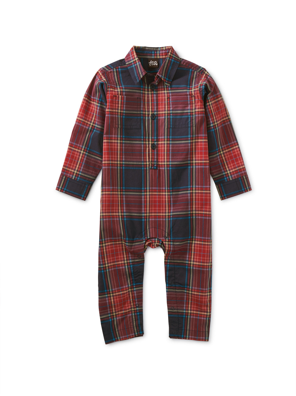 Plaid Buttoned Baby Romper