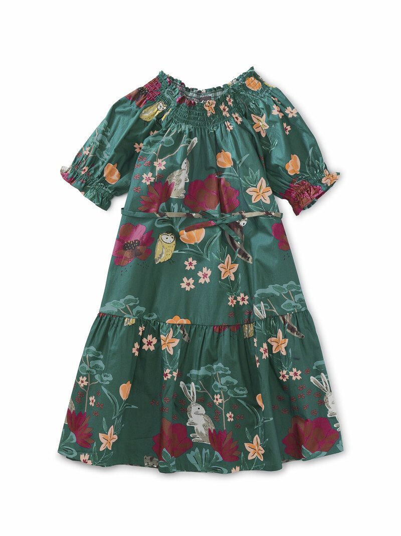 Puff Sleeve Tie Waist Dress