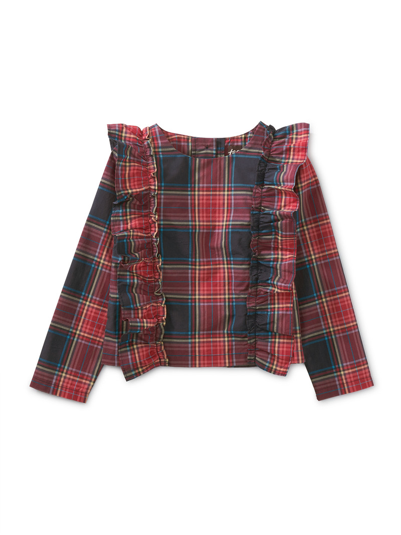 Ruffle Plaid Woven Top