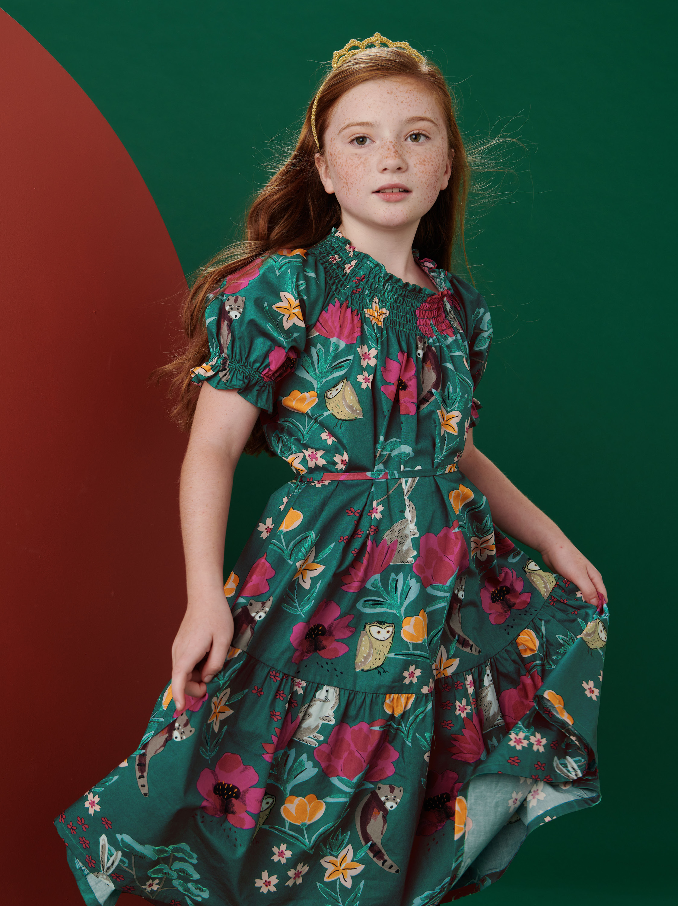 Puff Sleeve Tie Waist Dress | Tea Collection image.