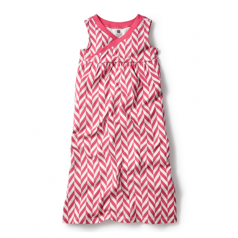 Coastal Chevron Wrap Neck Maxi Dress