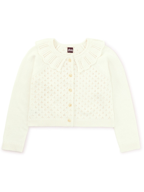 Collared Pointelle Cardigan