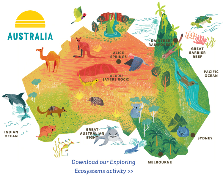 ecosystem-themed map of Australia